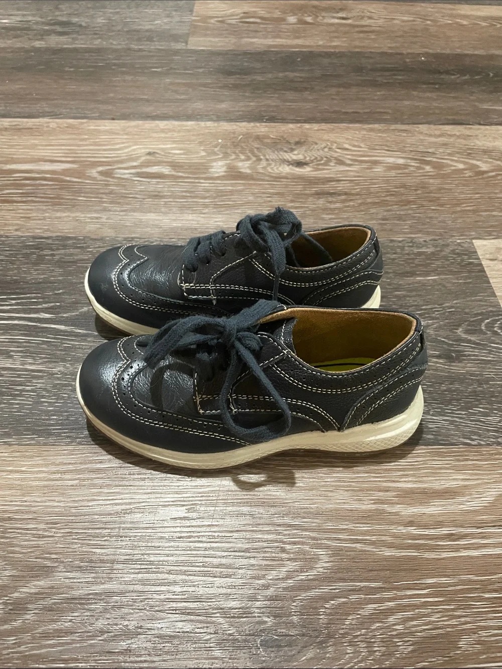 Florsheim Black Leather Kids Lace-Up Dress Sneakers